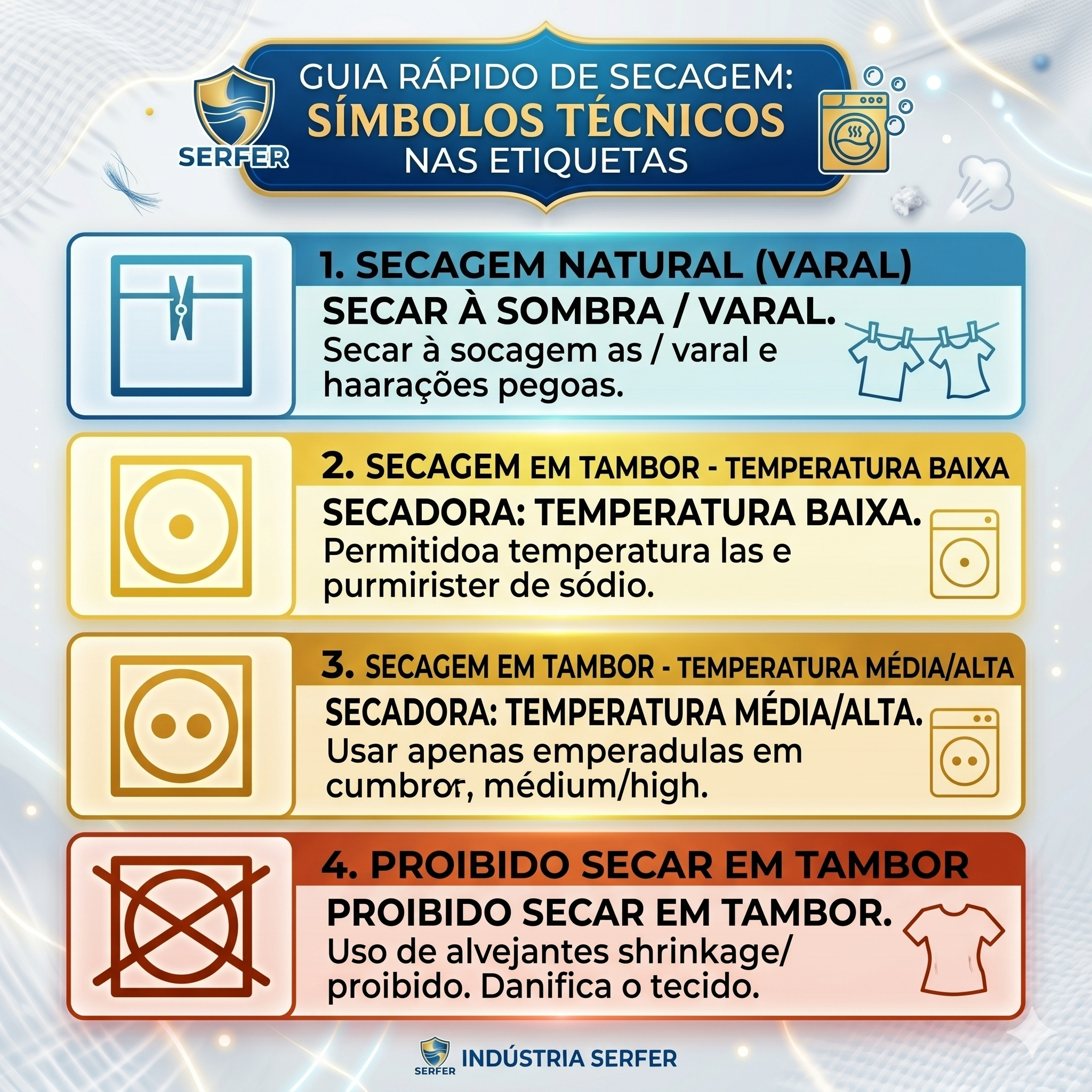símbolos secagem de roupa